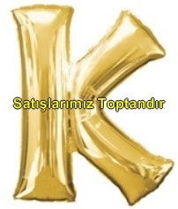 K harfi Sar Altn Gold folyo harf balon 40 inch 100 cm