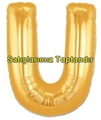 U harfi Sar Altn Gold folyo harf balon 40 inch 100 cm