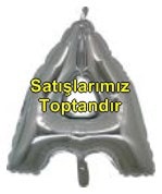 A harfi Gümüş Gri folyo balon süper kalite 14 inc 38 cm