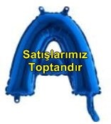 A harfi Mavi Folyo balon süper kalite 14 inc 38 cm