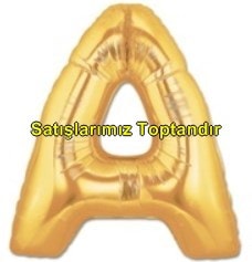 A harfi Sarı Altın Gold folyo harf balon 40 inch 100 cm
