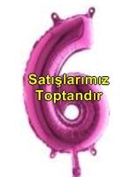 Altı rakam Numara Fuşya ruby folyo İthal kaliteli 14 inc 38 cm folyo balon