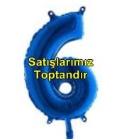 Altı rakam Numara Mavi folyo Balon İthal kaliteli 14 inc 38 cm folyo balon