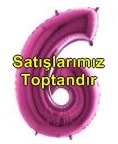 Altı Rakam Pembe Fuşya folyo rakam balon 40 inch 100 cm
