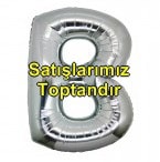 B harfi gümüş gri folyo harf balon 40 inch 100 cm