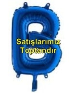 B harfi Mavi Folyo balon süper kalite 14 inc 38 cm
