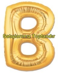 B harfi Sarı Altın Gold folyo harf balon 40 inch 100 cm