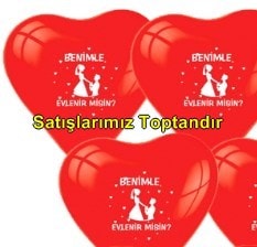 Benimle evlenirmisin kalp kırmızı lateks balon