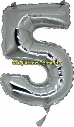 Beş rakam Numara gri gümüş folyo İthal kaliteli 14 inc 38 cm folyo balon