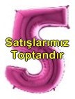 Beş Rakam Pembe Fuşya folyo rakam balon 40 inch 100 cm