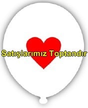 Beyaz zemin üzeri kırmızı kalp baskı 12 inc balon