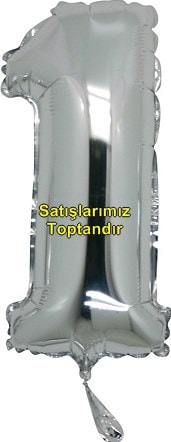 Bir rakam Numara gri gümüş folyo İthal kaliteli 14 inc 38 cm folyo balon