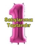 Bir Rakam Pembe Fuşya folyo rakam balon 40 inch 100 cm