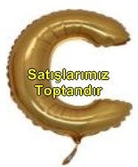 C harfi altın gold folyo balon süper kalite 14 inc 38 cm