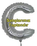 C harfi Gümüş Gri folyo balon süper kalite 14 inc 38 cm