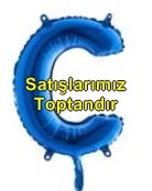 C harfi Mavi Folyo balon süper kalite 14 inc 38 cm
