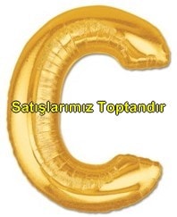 C harfi Sarı Altın Gold folyo harf balon 40 inch 100 cm