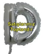 D harfi Gümüş Gri folyo balon süper kalite 14 inc 38 cm