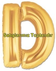 D harfi Sarı Altın Gold folyo harf balon 40 inch 100 cm