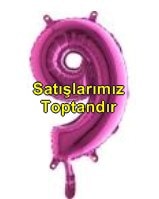 Dokuz rakam Numara Fuşya ruby folyo İthal kaliteli 14 inc 38 cm folyo balon