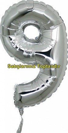 Dokuz rakam Numara gri gümüş folyo İthal kaliteli 14 inc 38 cm folyo balon