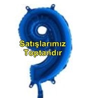 Dokuz rakam Numara Mavi folyo Balon İthal kaliteli 14 inc 38 cm folyo balon