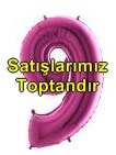 Dokuz Rakam Pembe Fuşya folyo rakam balon 40 inch 100 cm
