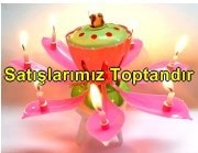 Dönen volkanlı müzikli çiçek şeklinde pasta mumu