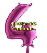 Dört rakam Numara Fuşya ruby folyo İthal kaliteli 14 inc 38 cm folyo balon