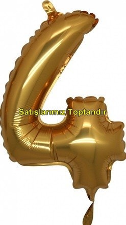 Drt rakam altn gold folyo thal kaliteli 14 inc 38 cm folyo balon