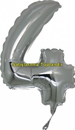 Dört rakam Numara gri gümüş folyo İthal kaliteli 14 inc 38 cm folyo balon
