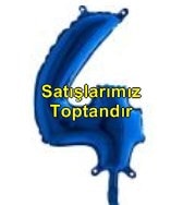 Dört rakam Numara Mavi folyo Balon İthal kaliteli 14 inc 38 cm folyo balon