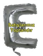 E harfi Gümüş Gri folyo balon süper kalite 14 inc 38 cm