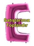 E harfi Pembe Fuşya folyo harf balon 40 inch 100 cm