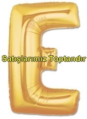 E harfi Sarı Altın Gold folyo harf balon 40 inch 100 cm