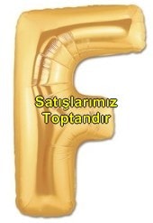 F harfi Sarı Altın Gold folyo harf balon 40 inch 100 cm