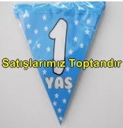 1 yaş mavi erkek flama parti malzemesi