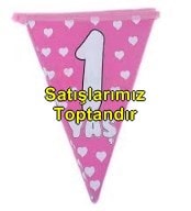 flama 1 yaş pembe kız parti malzemesi