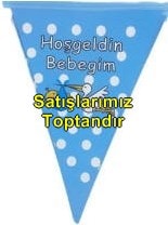 Hoşgeldin bebeğim flaması mavi erkek bebek parti malzemesi