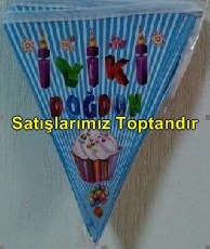 iyiki doğdun mavi flama erkek parti malzemesi
