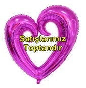 Fuşya içi boş kalp folyo balon 80 cm