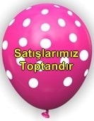 Fuşya zemine beyaz Puantiyeli baskılı 12 inc balon