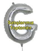 G harfi Gümüş Gri folyo balon süper kalite 14 inc 38 cm