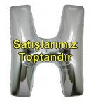 H harfi gümüş gri folyo harf balon 40 inch 100 cm
