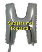 H harfi Gümüş Gri folyo balon süper kalite 14 inc 38 cm