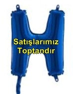 H harfi Mavi Folyo balon süper kalite 14 inc 38 cm