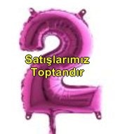 İki rakam Numara Fuşya ruby folyo İthal kaliteli 14 inc 38 cm folyo balon