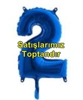 İki rakam Numara Mavi folyo Balon İthal kaliteli 14 inc 38 cm folyo balon