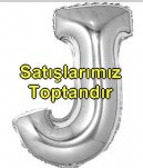 J harfi gümüş gri folyo harf balon 40 inch 100 cm