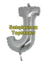 J harfi Gümüş Gri folyo balon süper kalite 14 inc 38 cm
